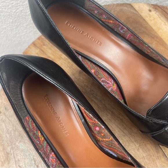 Etienne Aigner l 9M Madge Leather Buckle Classic Conservative Career Block Heels - Picture 9 of 15